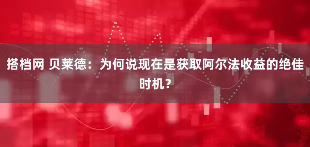 搭档网 贝莱德：为何说现在是获取阿尔法收益的绝佳时机？