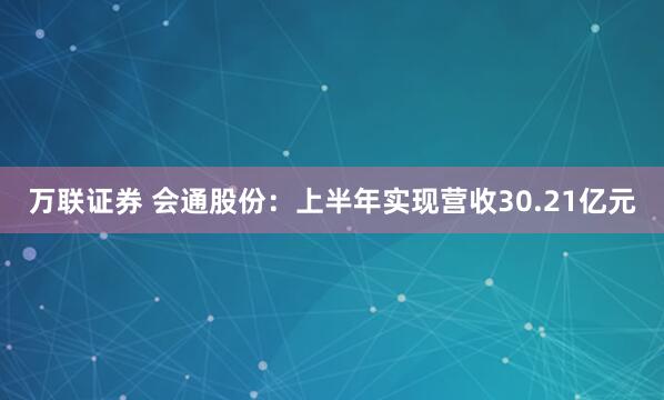 万联证券 会通股份：上半年实现营收30.21亿元